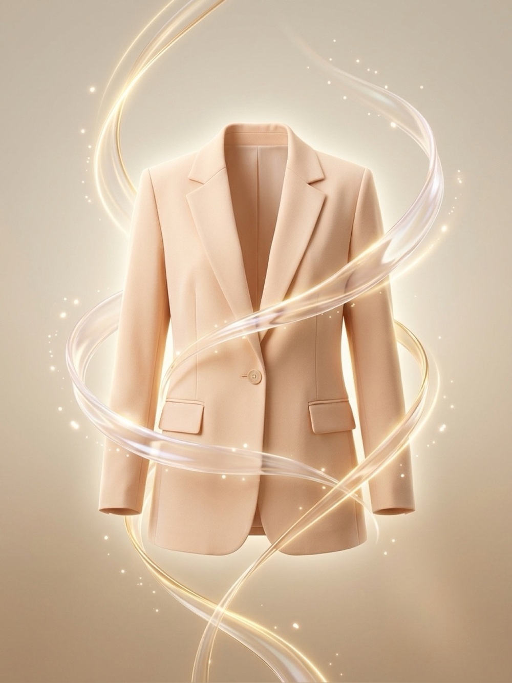 Anne Klein Blazer in Soft Cream Beige - Tailored Single-Button Jacket